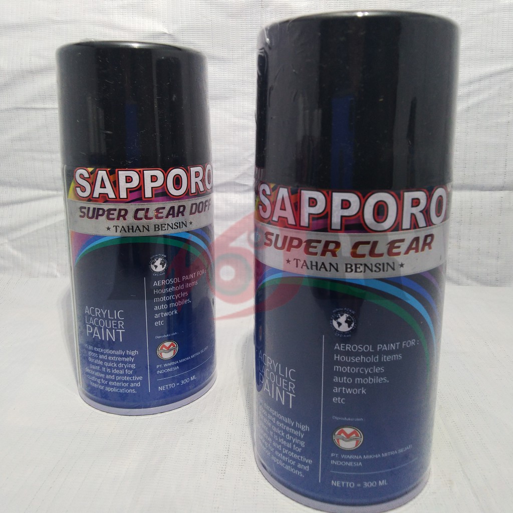 Sapporo Super Clear Gloss atau Doff Cat Semprot Pylox Saporo Paint Tahan Bensin