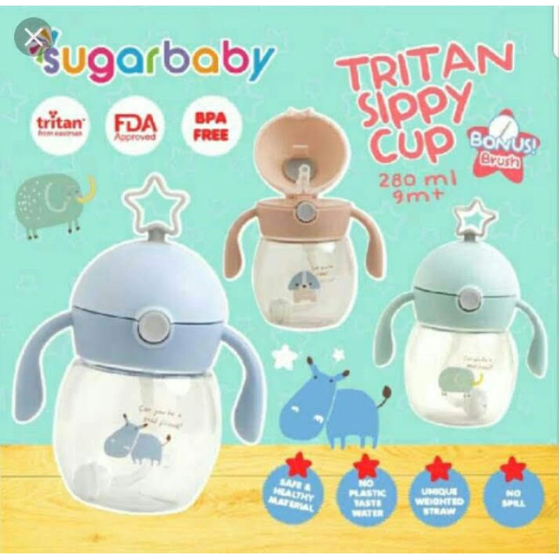 Sugarbaby tritan sippy cup star 280ml botol sedotan bayi