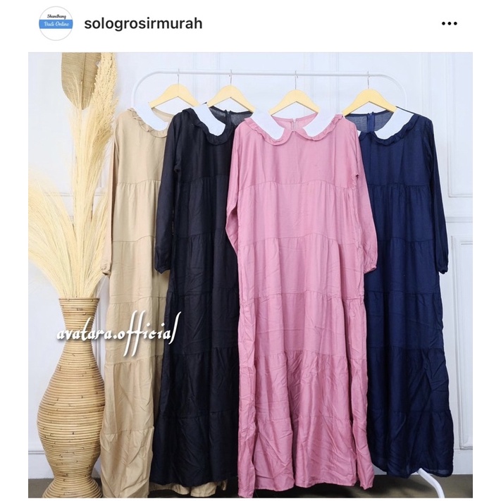 DRESS LOA/DRESS WANITA BERKERAH / LOA LENGAN PANJANG