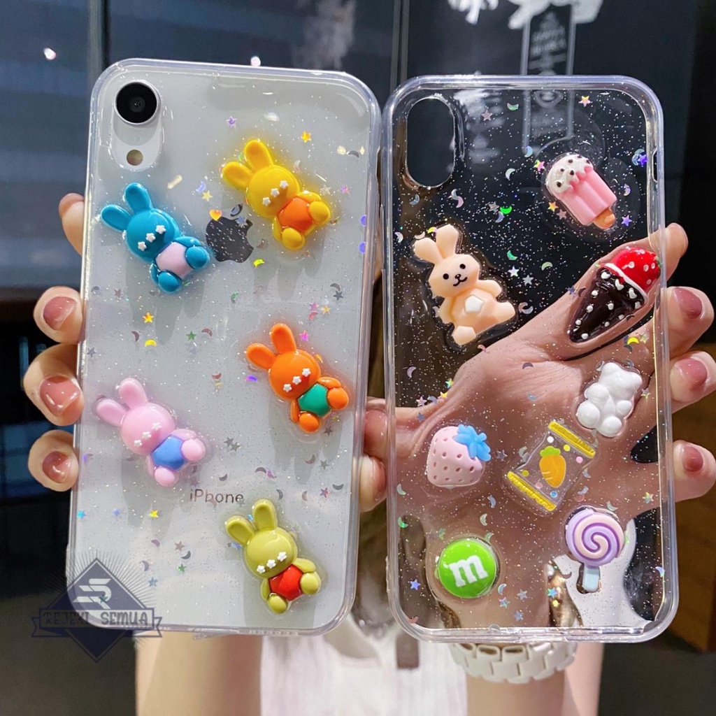 Y018 SOFTCASE KARAKTER 3D GLITTER RESIN GLOSSY REALME C11 C21Y C25Y 5 8 5I 5S C3 7I C12 C15 C17 C21 