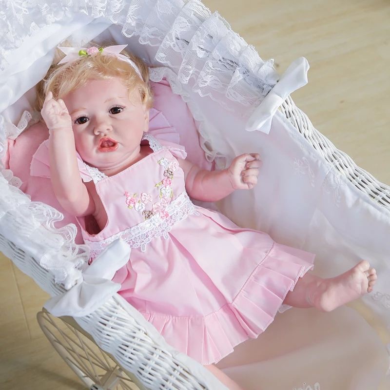 Boneka Reborn Bayi  Gundul 55 cm Silikon Premium Super Cute