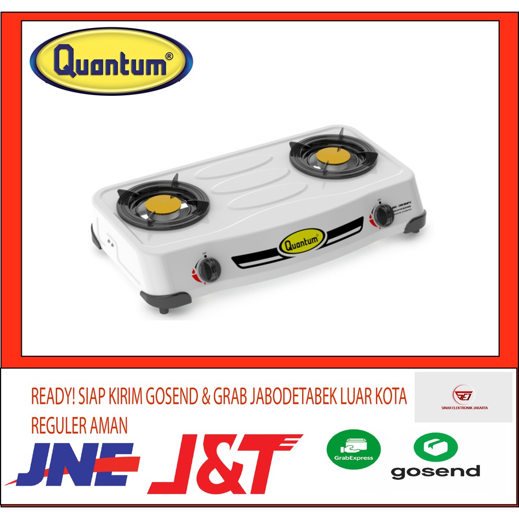 QUANTUM QGC-201 DMPC. Kompor Gas 2 Tungku. Burner Kuningan Tebal. Baru Bergaransi Resmi