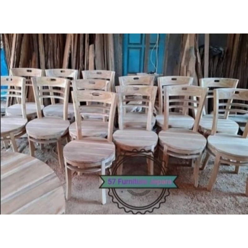 Kursi Makan Bundar Jati - Kursi Untuk Rumah Makan/Cafe Jati Mentahan