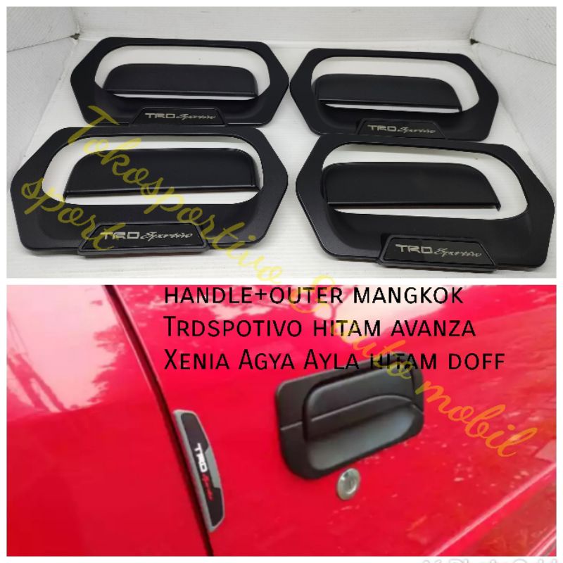 Cover handle pintu + outer mangkok Trdspotivo Avanza Xenia Lama Agya Ayla hitam doff