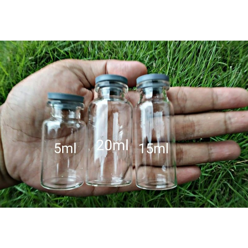 Botol Vial 20ml/Botol Kaca Tutup Karet/Botol Kaca Tutup Karet Rubber Stoper