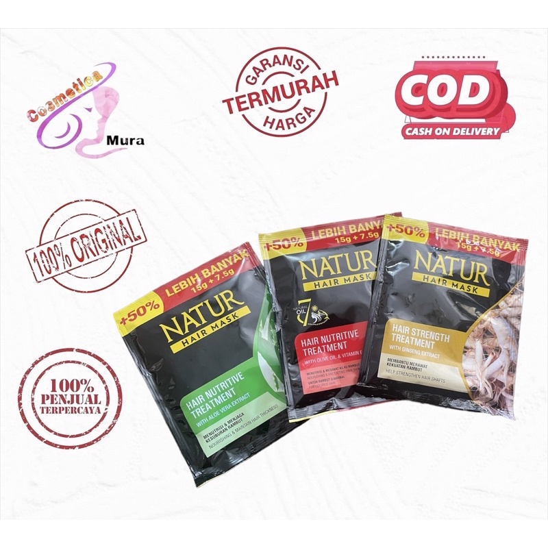 EXTRA 50% [ 15 ml / sachet ] natur hair mask / masker rambut natur sachet // NR kur hair mask // Nr sachet hair mask