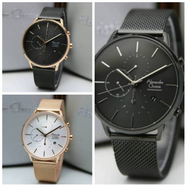 Jam Tangan Alexandre Christie 6555 Tali Pasir Unisex Original