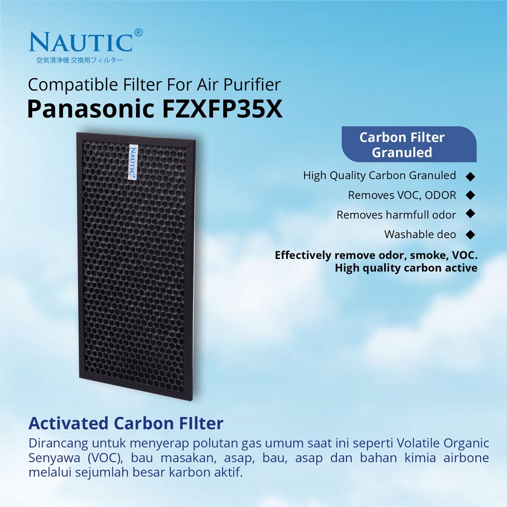 Hepa Filter Air Purifier buat Panasonic F-ZXFP35X F-ZXFP35X F-VXF35A F-PMF35X F-PXF35X F-PXF35A F-PXF35M / HEPA+Carbon