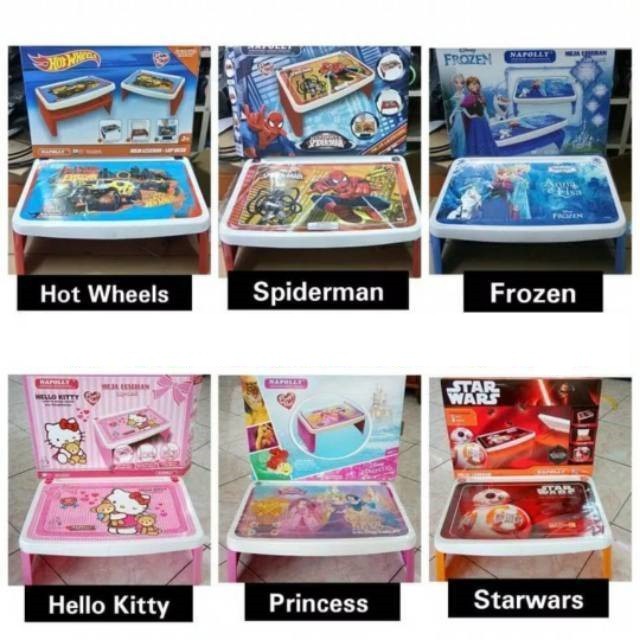 Meja Belajar Anak + Laci Meja Lipat Meja Lesehan Karakter Hello Kitty Napolly Meja Frozen Hot Wheel