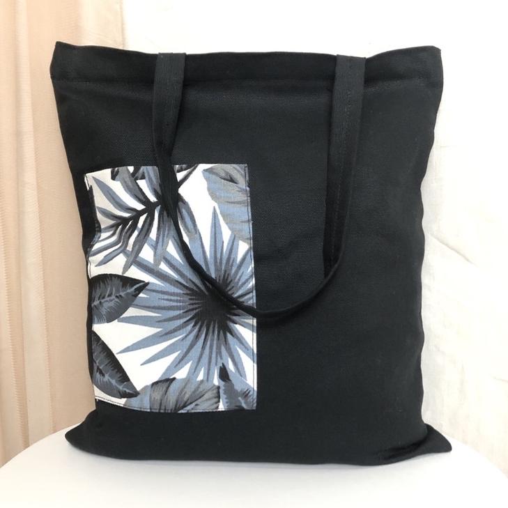 Dijamin Miring harga.. TOTEBAG KANVAS MOTIF  TAS KANVAS TOTE BAG KANVAS HITAM POLOS RESLETING