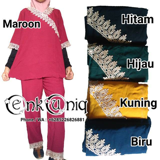 Setelan Celana Panjan Renda Arabian / Setelan Baju Tidur Piyama Renda