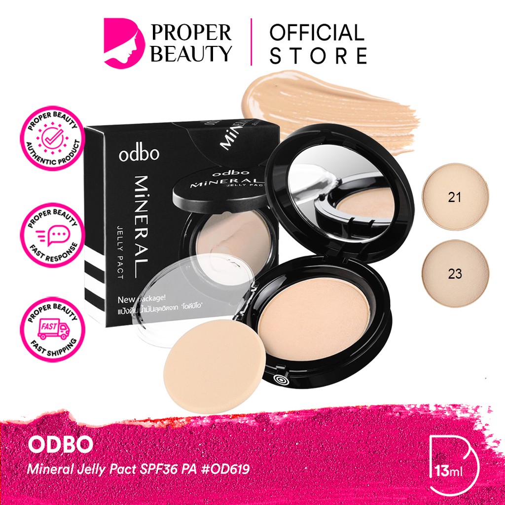 ODBO Mineral Jelly Pact SPF36 PA #OD619 Thailand / Compact Powder Cushion Bedak Padat Full Coverage