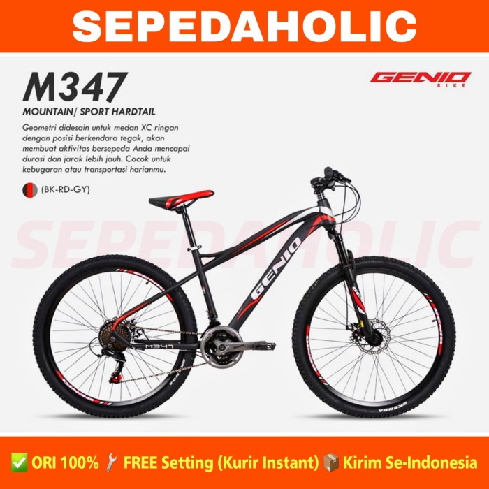 Sepeda Gunung 27.5 Inch MTB GENIO M 347 BY UNITED 24 Speed - BK-RD-GY