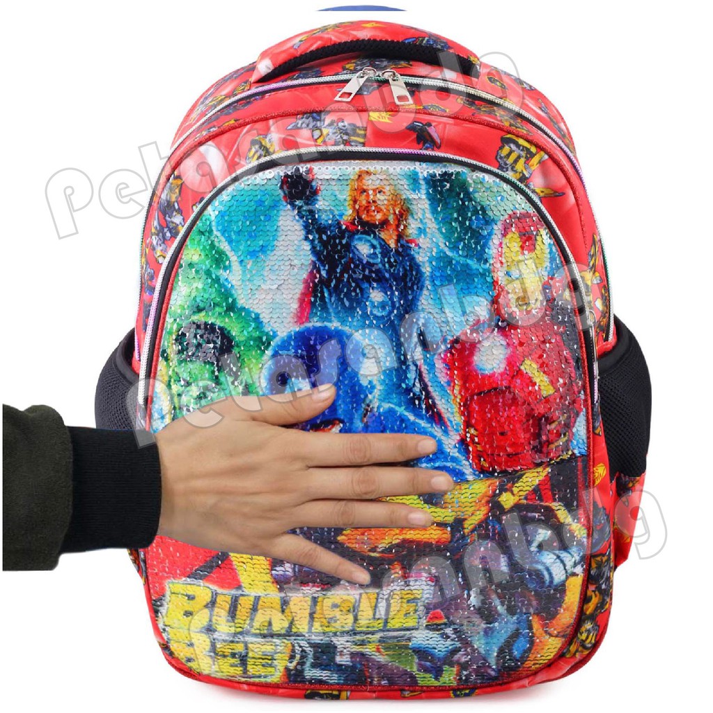 PTS - Ransel USAP Anak Cowo / Laki Laki Karakter AVENGERS &amp; TRANSFORMERS - Ransel Model Usap/Swipe+ BOTOL