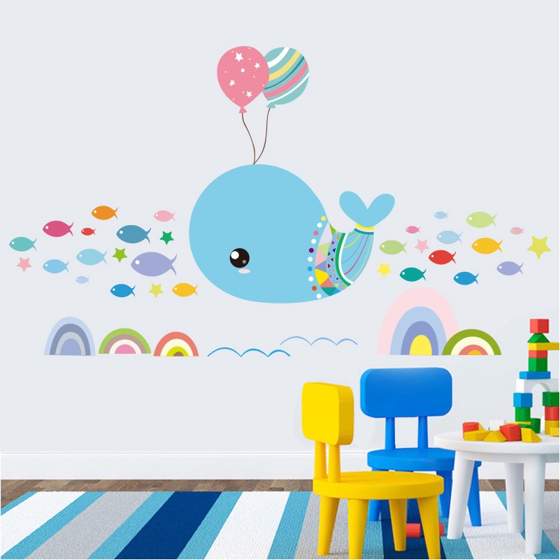 Reliza Wall Sticker Ikan Paus Ballon Blue Fish Stiker Dinding