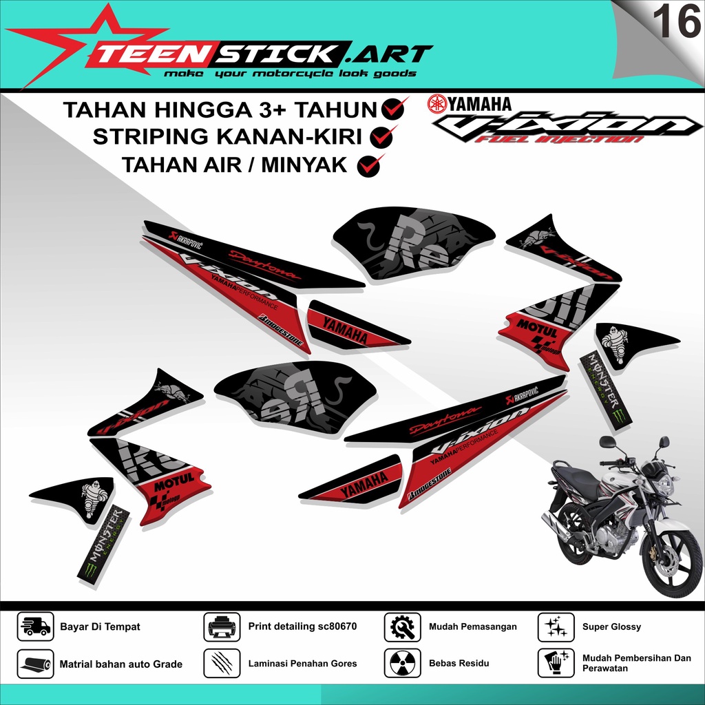 Striping VIXION OLD- Striping  Variasi Hologram Chrome Vynil UV Transparant YAMAHA VIXION OLD TN 016