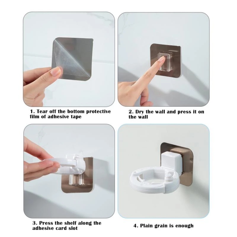 Home Wall Hanging Waterproof Shower Gel Storage Hooks / No-punching Self Adhesive Shampoo Bottle Hanger