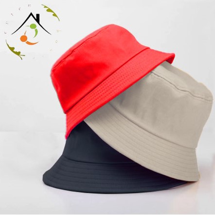 Topi bucket hat korea dewasa warna bolak balik bahan american drill diameter 60 cm