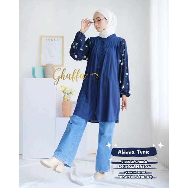 ALDONA TUNIC BY GHAFFA THE LABEL (TUNIK MOTIF) Tunik wanita rekomended