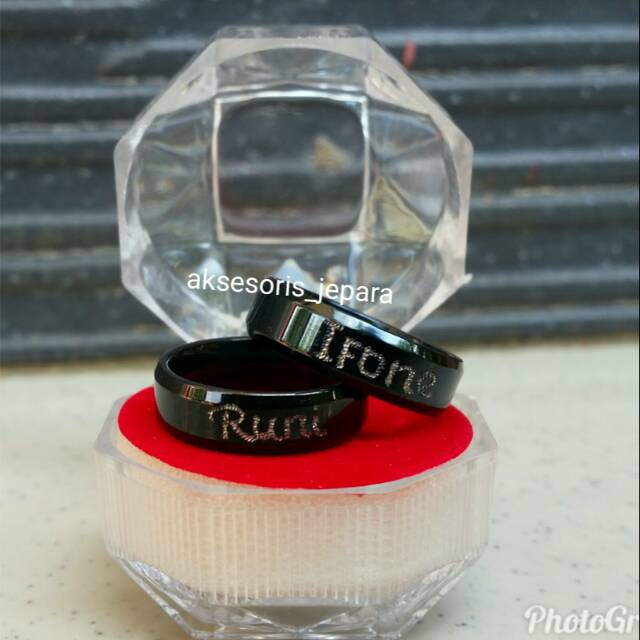 Cincin Couple Cincin Nama Cincin Ukir Nama Cincin Custom Nama Cincin Hitam Kado Pacar Kado Custom