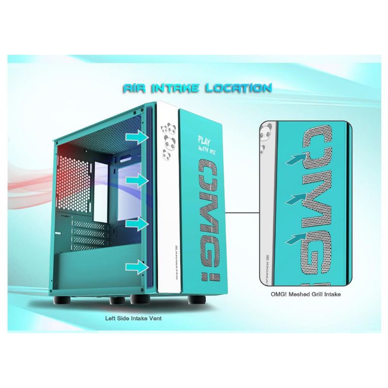 Case PC Gaming Xigmatek OMG Aqua Green Tempered Glass MATX