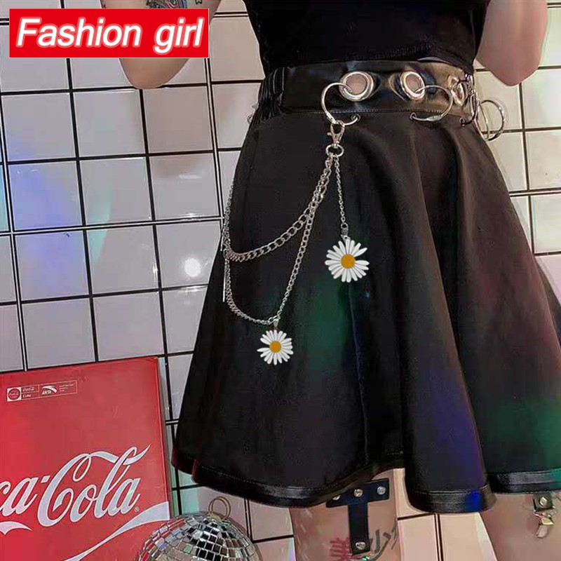 Rok Mini Wanita Model Hollow  Dan Resleting Dengan Hiasan  