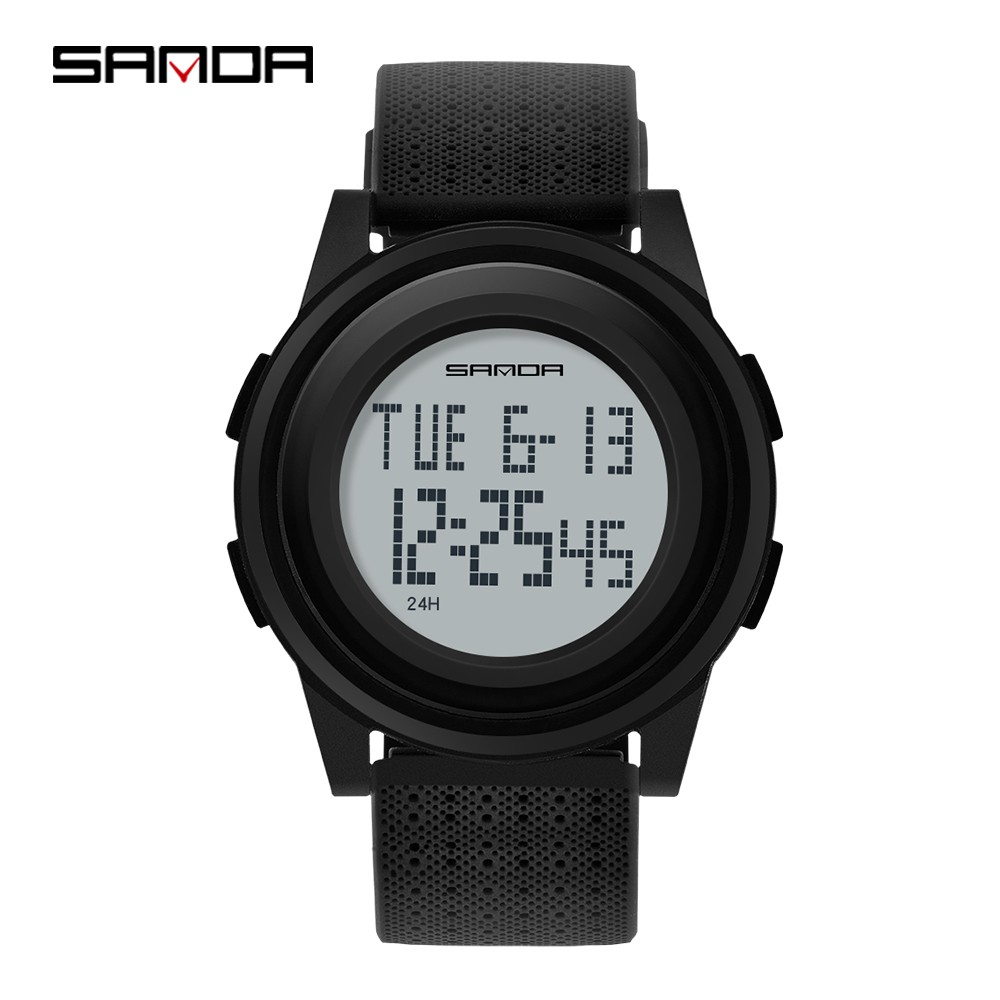 ✔COD Sanda 337 Jam Tangan Fashion Multifunction Digital  Water Resistant 30M-Hitam-putih