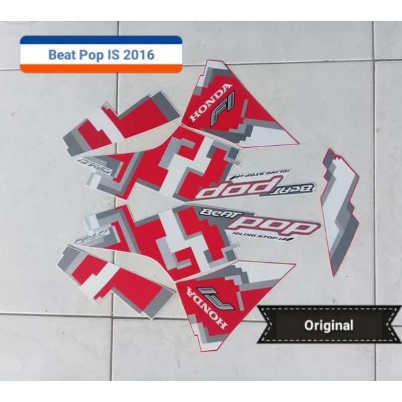 Striping Stiker Motor Honda Beat Pop 2016 Merah Original