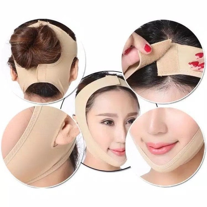 3D V SHAPE FACE SLIMING LIFT UP BELT SABUK  PENIRUS PIPI WAJAH PENGHILANG DOUBLE CHIN - BEIGE