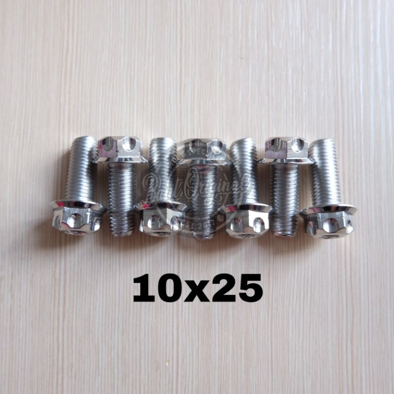 baut probolt 10x25 mm stainless new model drat 14 panjang 2.5 cm 14 silver gs1 gear 2 kunci belimbing heng