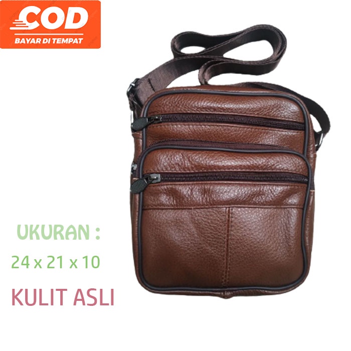 Tas Selempang Kulit Pria Cowok Laki laki Kulit Asli Murah Terbaru Berkualitas Import