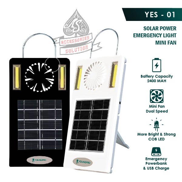 YOUNGPRO SOLAR FAN LIGHT LAMPU PLUS KIPAS BERGARANSI 1 TAHUN - YOUNGPRO YES-01