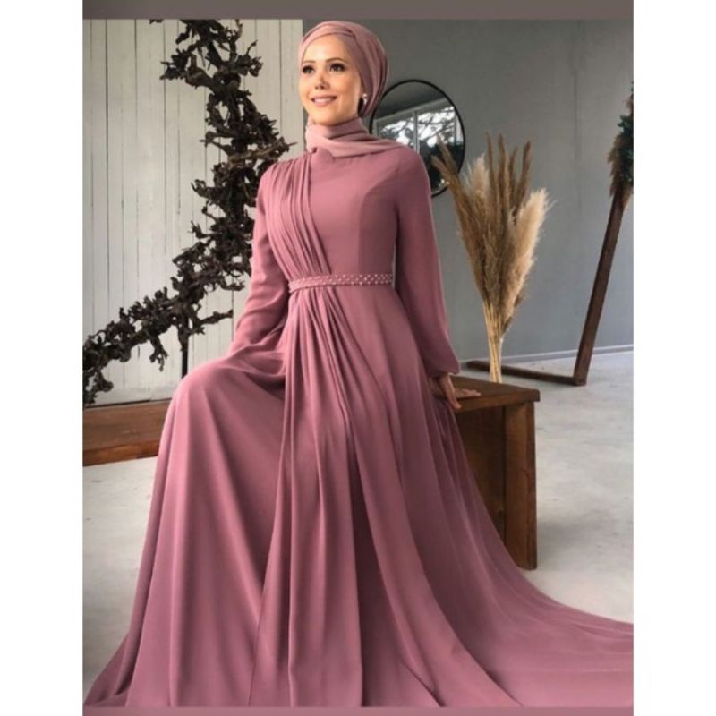 GAMIS PESTA DRESS MUSLIMAH GAUN KONDANGAN GAUN LAMARAN GAMIS WANITA