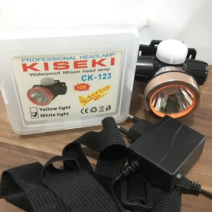 Senter Kepala LED Kiseki Waterproof Lithium Head Lamp CK123 Putih