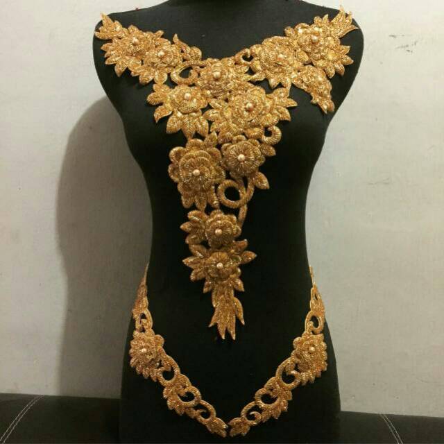 Renda Bordir Kerah V Full Payet