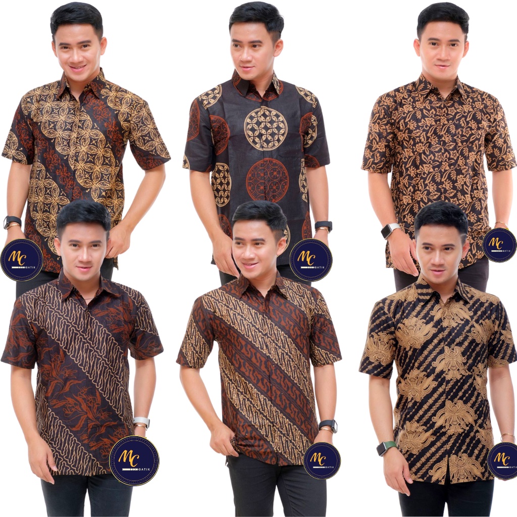 MCbatik | Atasan Batik Pria Coklatan Kemeja Lengan Pendek