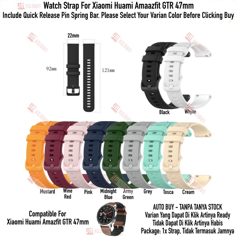 Tali Jam 22mm Watch Strap Xiaomi Huami Amazfit GTR 47mm - OYE Rubber Silikon Warna Warni