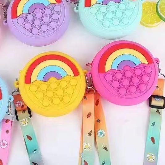 ♤ tas pop it unicorn kuda poni pelangi donat tas pop it bisa di mainkan tas selempang import ☉