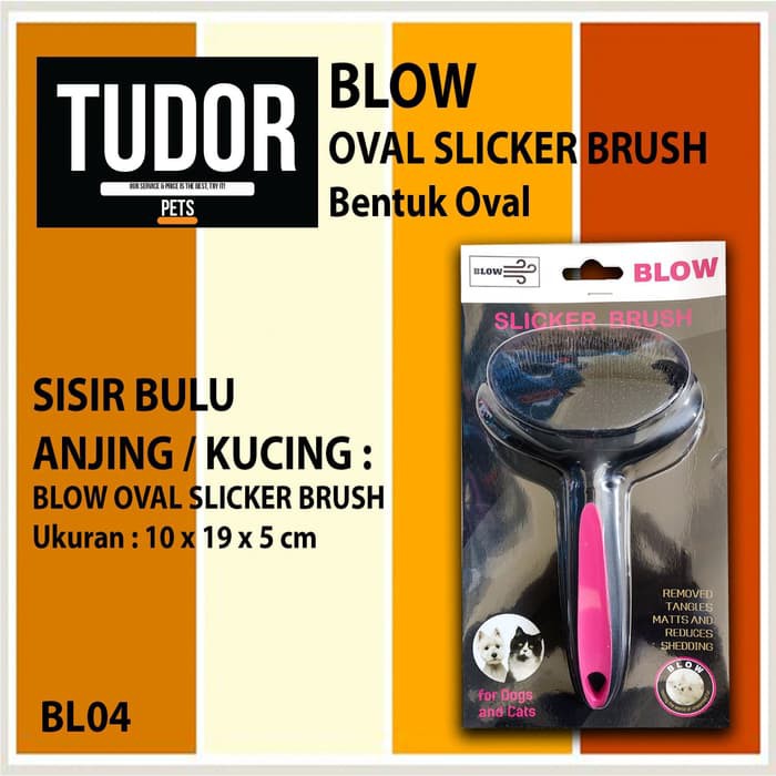 SISIR Kucing Anjing Kelinci BLOW OVAL SLICKER BRUSH