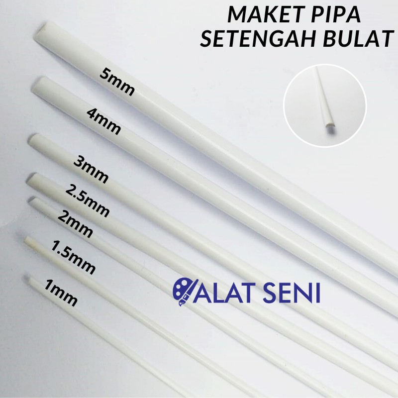 MAKET Pipa Setengah Bulat PVC/Diorama ABS Half Stick-Batang 4mm
