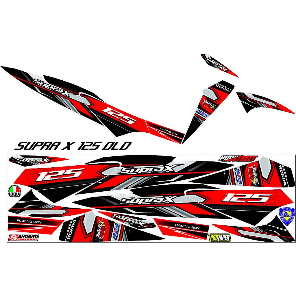 MOTIF LIS (COD) STIKER STRIPING VARIASI BUAT BODY MOTOR HONDA SUPRA X OLD 125 MOTIF VARIASI RACING M