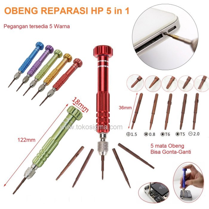 Obeng Reparasi HP Smartphone 5in1 Magnet Screw Driver Repair Tool Kit