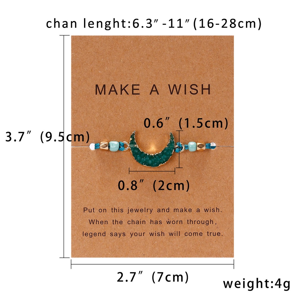 Fashion Natural Stone Resin Crescent Moon Hand-woven Paper Card Bracelet Lovers Jewelry Gift Accessories