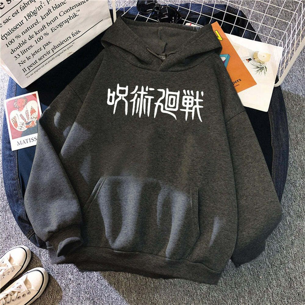 Sweater Hoodie JUJUTSU KAISEN FONT Pria Wanita Size S M L XL XXL XXXL