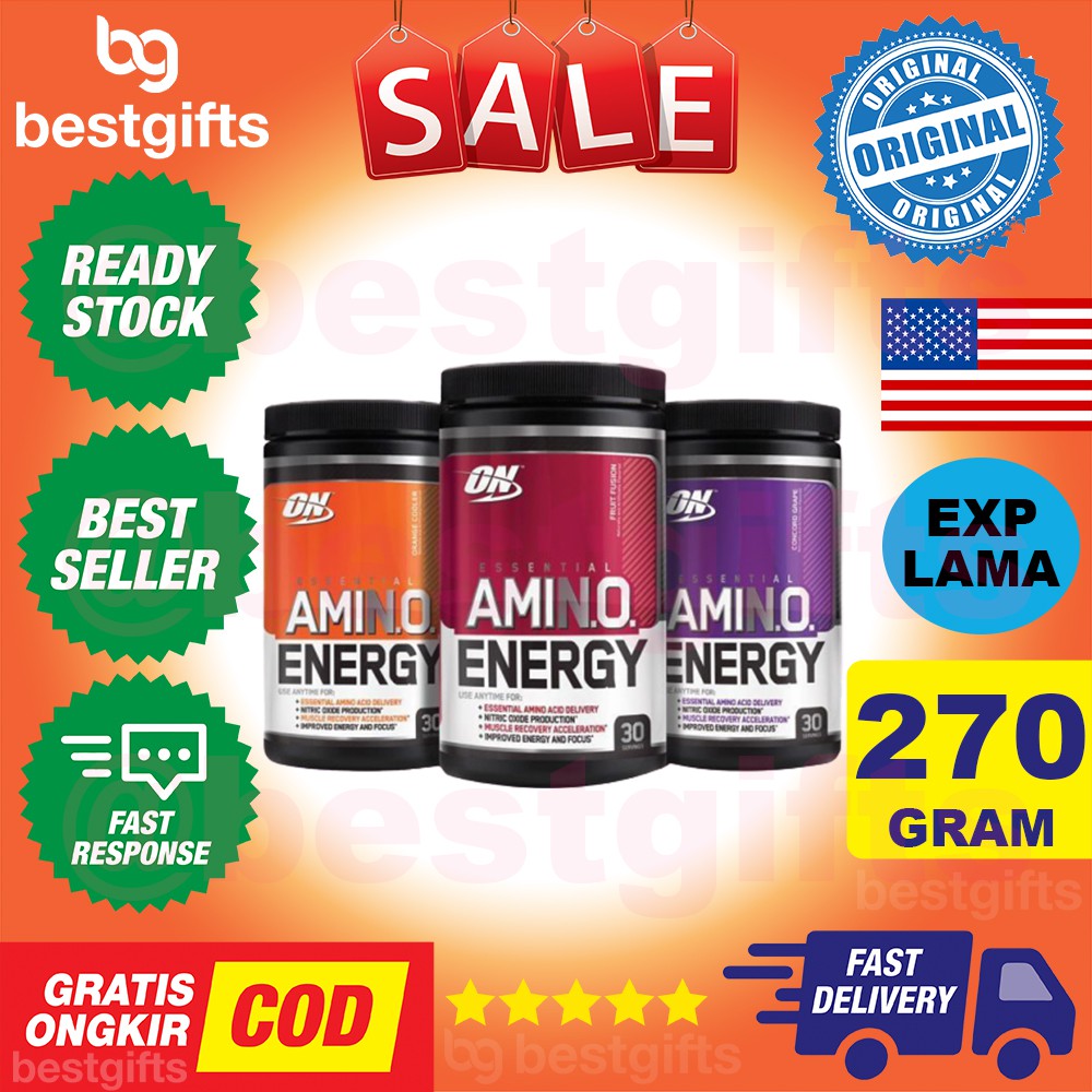 OPTIMUM NUTRITION ON ESSENTIAL AMINO ENERGY APPLE FOKUS KONSENTRASI ENERGI PEMULIHAN OTOT 270 GRAM