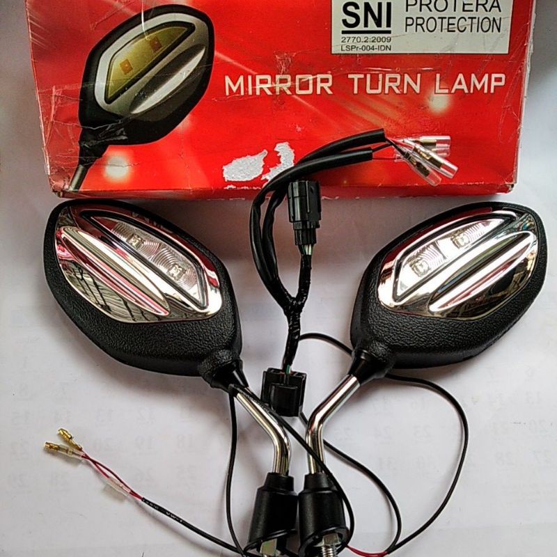 Kaca Spion lampu led TERMURAH beat vario turn light fungsi sein sepasang Ori AHM