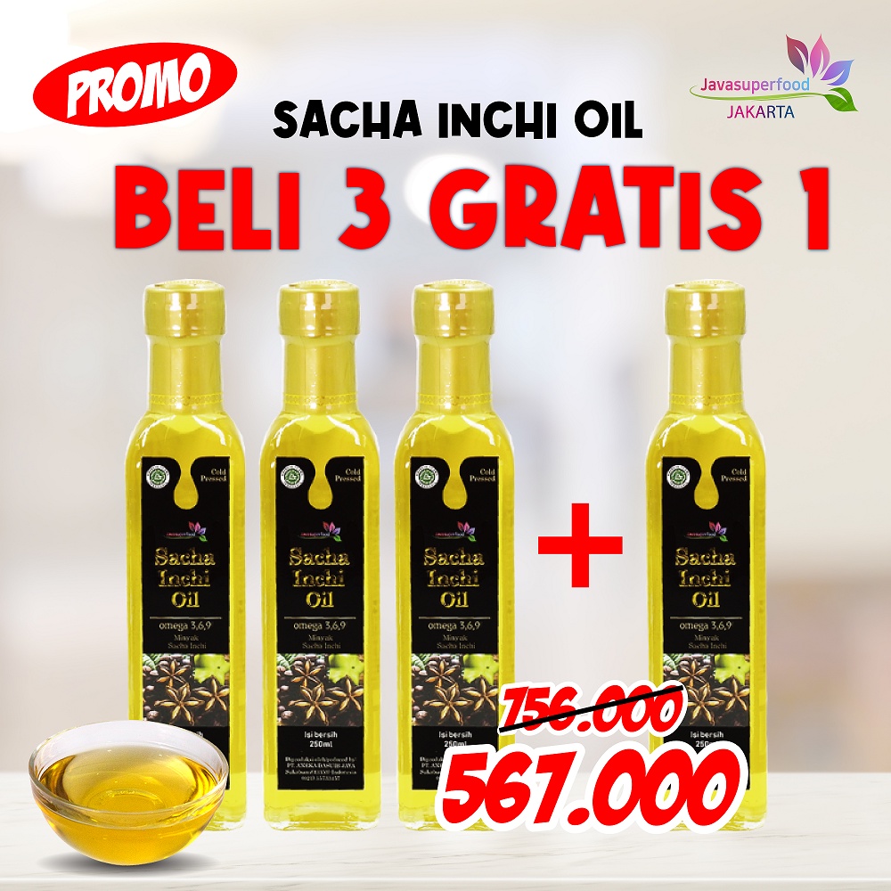 Paket Promo Sacha Inchi Oil / Minyak Sacha Inchi 250ml (Beli 3 Gratis 1)