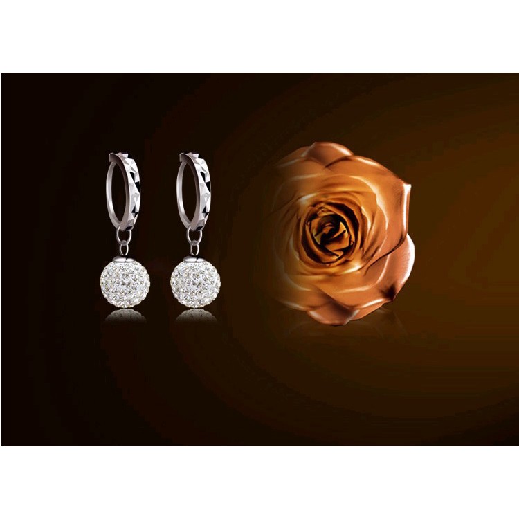 S925 Perak Shambala Anting Pejantan Kristal Penuh Putri Bola Stud Earrings Perempuan ai2-3828-5