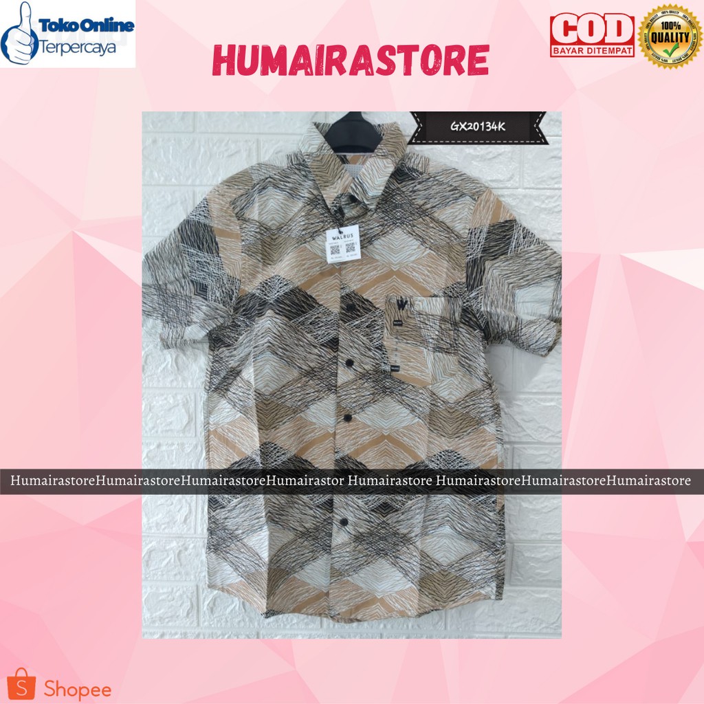 Kemeja Pria Walrus Original Premium Motif Populer Kemeja Lengan Pendek Bahan Adem Nyaman Dipakai