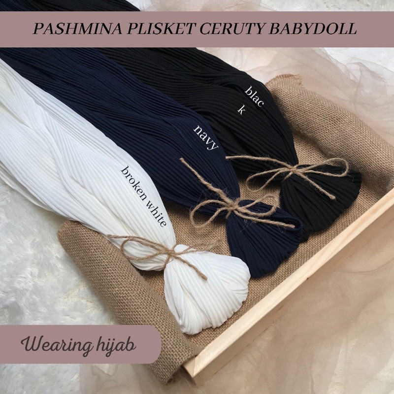 PASMINA PLISKET FULL PASHMINA CERUTY BABYDOLL PREMIUM / PLEATED SHAWL